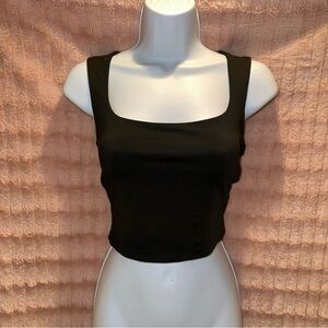 Wild Fable Black Fitted Crop Tank Top